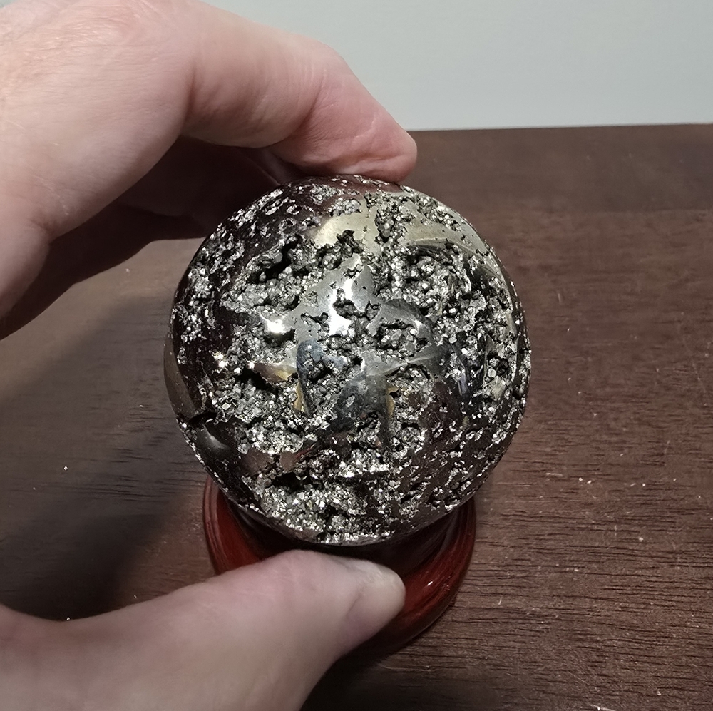 Pyrite Crystal Sphere #Q 57 mm - Picture 3 of 9